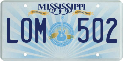 MS license plate LOM502