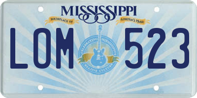 MS license plate LOM523