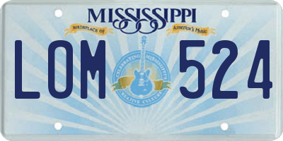 MS license plate LOM524