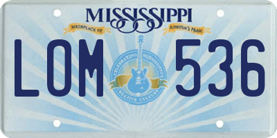 MS license plate LOM536