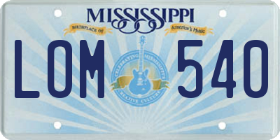 MS license plate LOM540