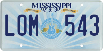 MS license plate LOM543
