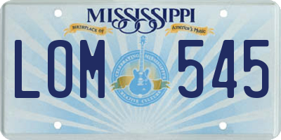 MS license plate LOM545