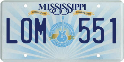 MS license plate LOM551