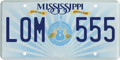 MS license plate LOM555