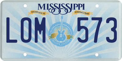 MS license plate LOM573