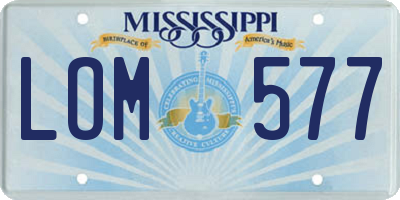 MS license plate LOM577