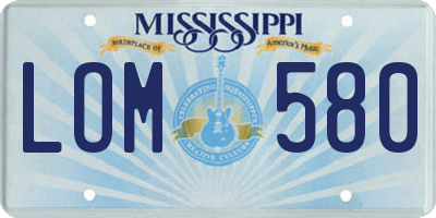 MS license plate LOM580