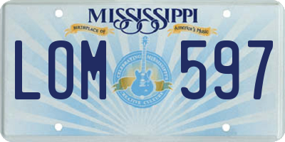 MS license plate LOM597
