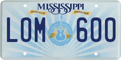 MS license plate LOM600