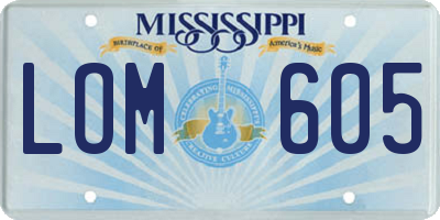 MS license plate LOM605