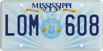 MS license plate LOM608