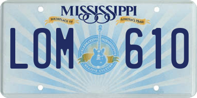 MS license plate LOM610
