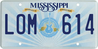 MS license plate LOM614