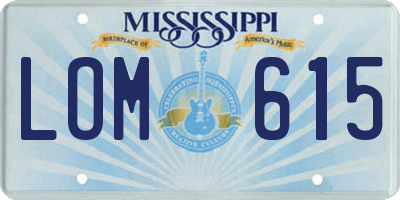 MS license plate LOM615