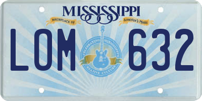 MS license plate LOM632