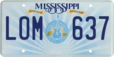 MS license plate LOM637