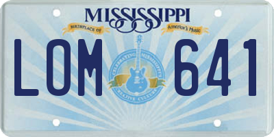 MS license plate LOM641
