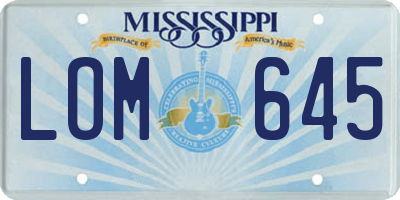 MS license plate LOM645