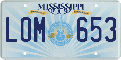 MS license plate LOM653