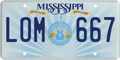 MS license plate LOM667