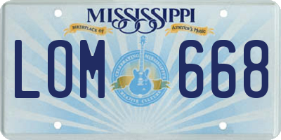 MS license plate LOM668
