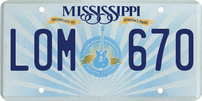 MS license plate LOM670