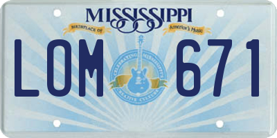 MS license plate LOM671