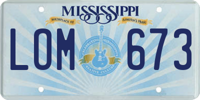 MS license plate LOM673