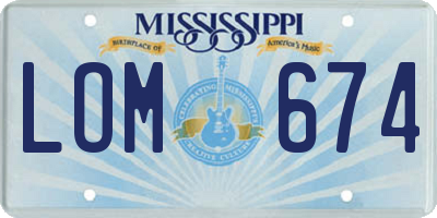 MS license plate LOM674