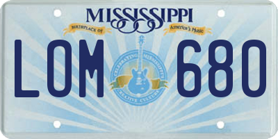MS license plate LOM680