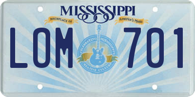MS license plate LOM701
