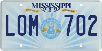 MS license plate LOM702