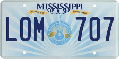 MS license plate LOM707