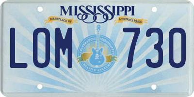 MS license plate LOM730