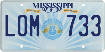 MS license plate LOM733