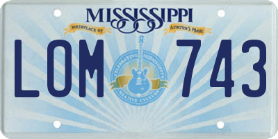 MS license plate LOM743