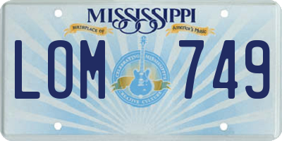 MS license plate LOM749
