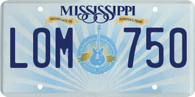 MS license plate LOM750