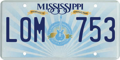 MS license plate LOM753