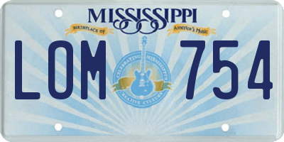 MS license plate LOM754