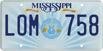 MS license plate LOM758