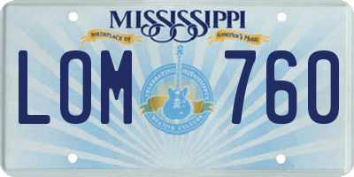 MS license plate LOM760