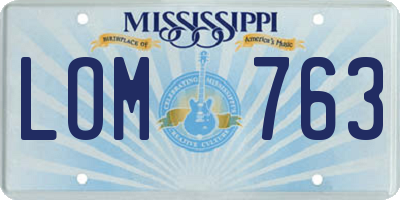 MS license plate LOM763