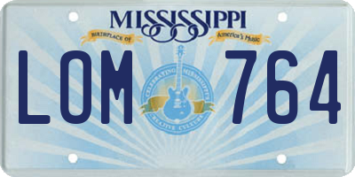 MS license plate LOM764