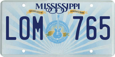 MS license plate LOM765