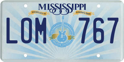 MS license plate LOM767