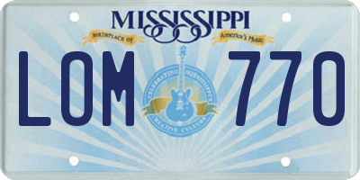 MS license plate LOM770