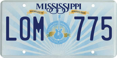 MS license plate LOM775
