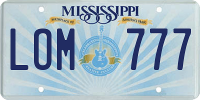 MS license plate LOM777